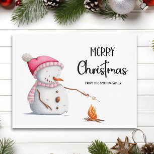 Cartão Postal Deliciosos Marshmallows de Natal com Boneco de Nev