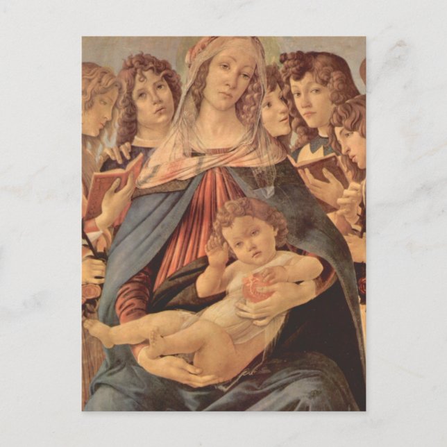 Cartão Postal Della Melagrana de Madonna por Botticelli (Frente)