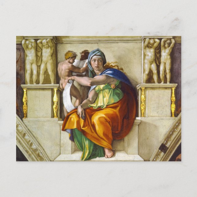 Cartão Postal Delphic Sibyl por Michelangelo (Frente)