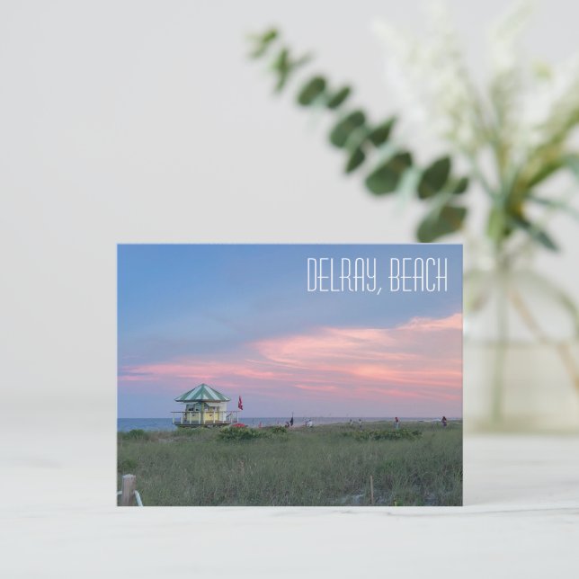Cartão Postal Delray Beach Florida, Beach no sunset postcard (Em pé/Frente)