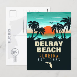 Cartão Postal Delray Beach Retro Sunset Souvenirs 60s