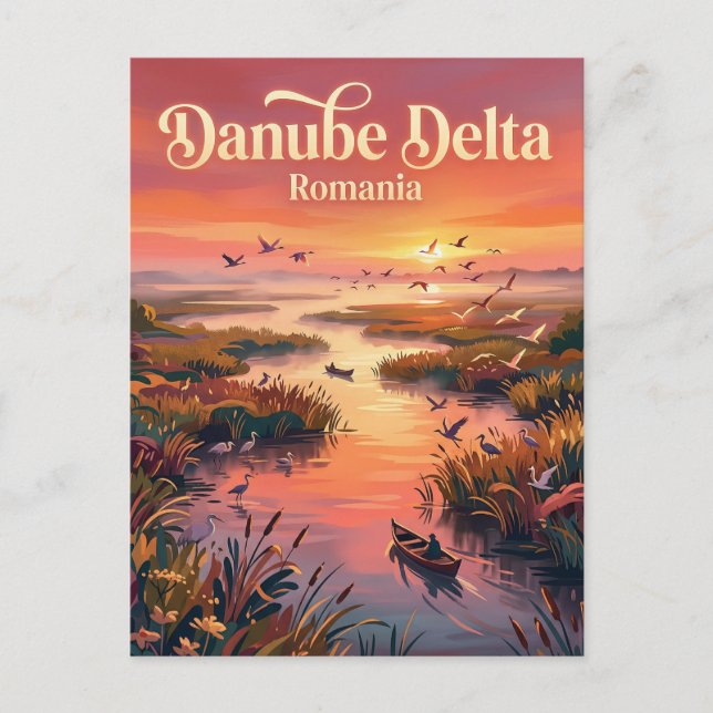 Cartão Postal Delta do Danúbio Romênia (Frente)