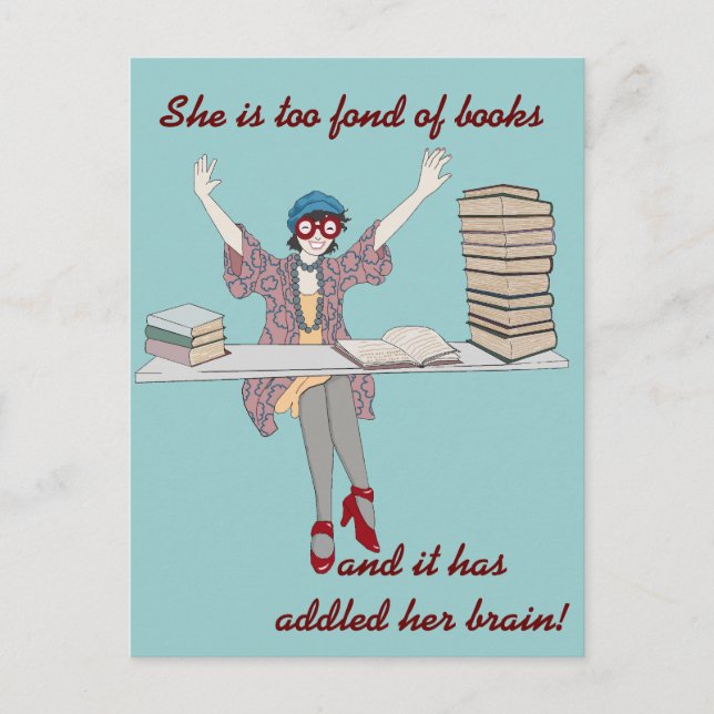 Cartão Postal Demasiado afeiçoado dos livros (Frente)