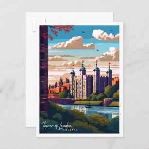 Cartão Postal Demonstração da Torre de Londres em viagens vintag