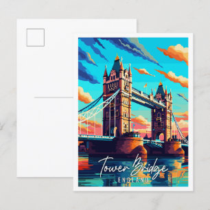 Cartão Postal Demonstração de viagens vintage da Tower Bridge En