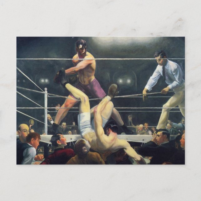 Cartão Postal Dempsey e Firpo Arte da Boxe de George Bellows (Frente)
