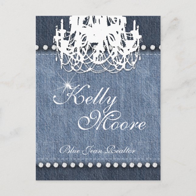 Cartão Postal Denim 'n Diamonds Lustre Azul Jeans (Frente)