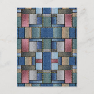 Cartão Postal Denim Pattern