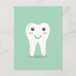 Cartão Postal Dente Feliz dentista de desenho animado escovando