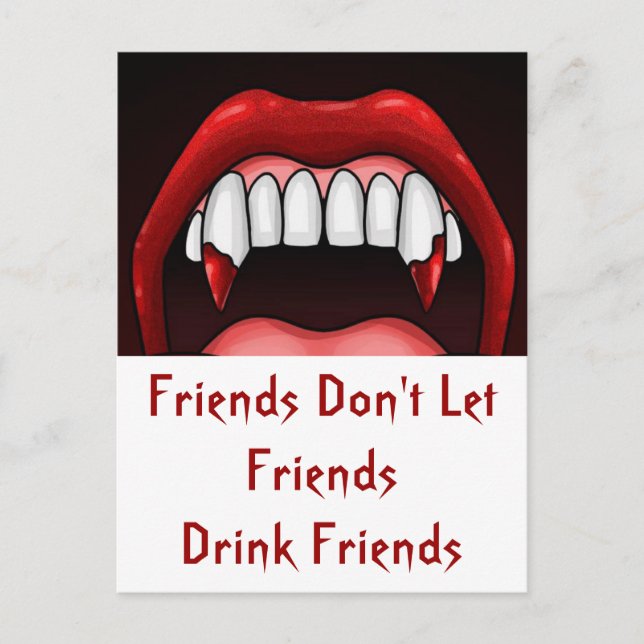 Cartão Postal Dentes de Halloween de Vampiro (Frente)