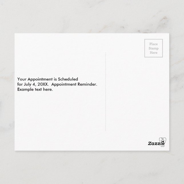 Cartão Postal Dentes felizes personalizáveis para sua prática de (Verso)