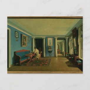 Cartão Postal Dentro de casa. Sala de Desenho com Entresol Colum