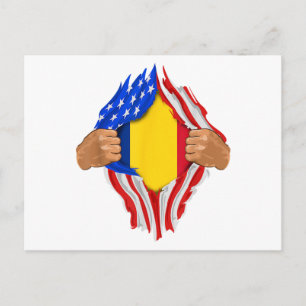 Cartão Postal Dentro de Sangue Romeno - Camiseta Romênia Bandeir