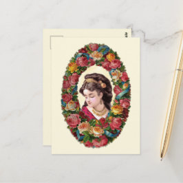 Cartão Postal Dentro Multicolor Rosa Wreath, vitoriana
