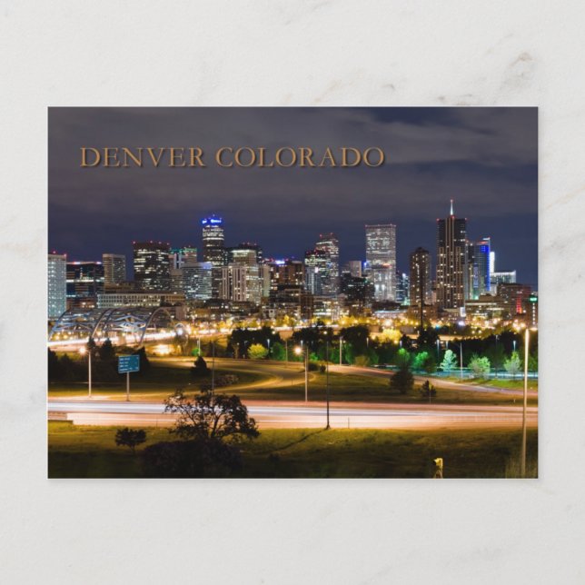 Cartão Postal Denver, Colorado à noite (Frente)