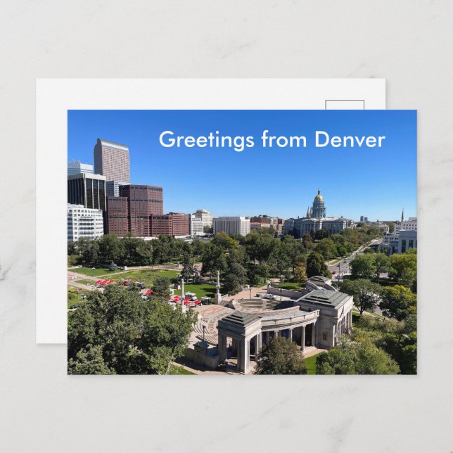 Cartão Postal Denver Skyline View Capitol Building Personalize (Frente/Verso)