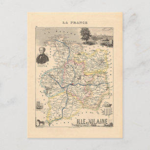 Cartão Postal Departamento de Ille et Vilain, Mapa de Alexandre 