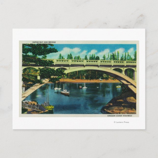 Cartão Postal Depoe Bay e Bridge, Oregon Depoe Bay, OR (Frente)