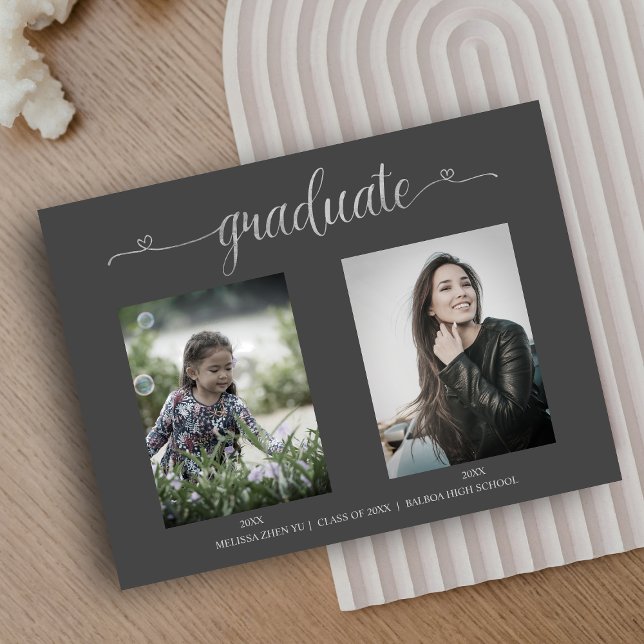 Cartão Postal Depois, e agora, anunciar dois Formandos de fotos (Criador carregado)