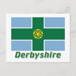 Cartão Postal Derbyshire Flag com Name