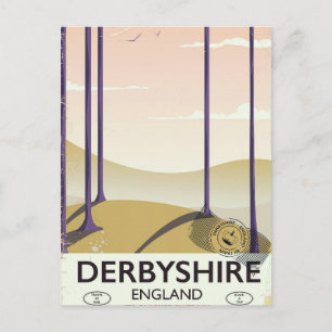 Cartão Postal Derbyshire Vintage poster.