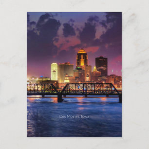 Cartão Postal Des Moines, cidade de Iowa