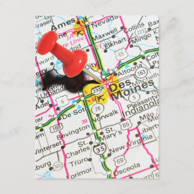 Cartão Postal Des Moines, Iowa (Frente)