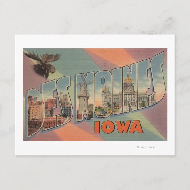 Cartão Postal Des Moines, Iowa (Cabeça de Moose) (Frente)