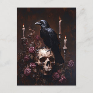 Cartão Postal Desacoplar Raven no crânio com Velas