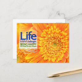 Cartão Postal "Desafios de vida e felicidade" Citação Inspiracio