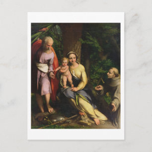 Cartão Postal Descanse no voo para o Egito, c.1515 (óleo na tv)