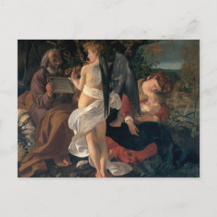 Cartão Postal Descanse no voo para o Egito por Caravaggio Postca