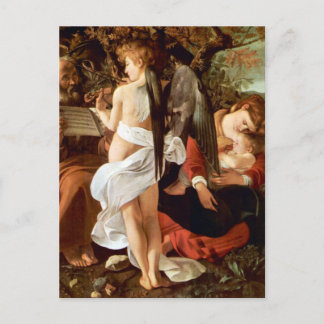 Cartão Postal Descanso no vôo em Egipto por Caravaggio