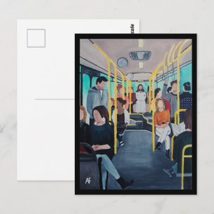 Cartão Postal Desconhecido no Ônibus Pintura de Alfred Fox