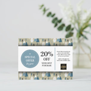 Cartão Postal Desconto Personalizado de Coupon de Ursos Polares 