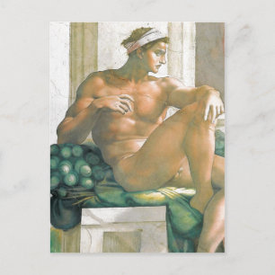 Cartão Postal Descrição do fresco pintado por Michelangelo e pel