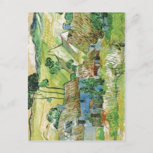 Cartão Postal Descrição Van Gogh pintura Thatch Cottages por