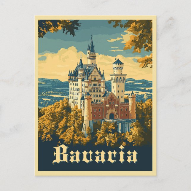 Cartão Postal Descubra a Baviera: Castelo de Neuschwanstein (Frente)