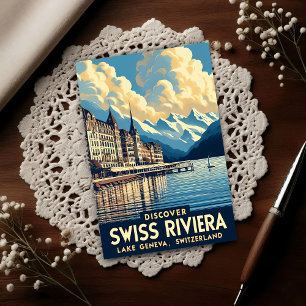 Cartão Postal Descubra A Riviera Suíça Viagem Vintage