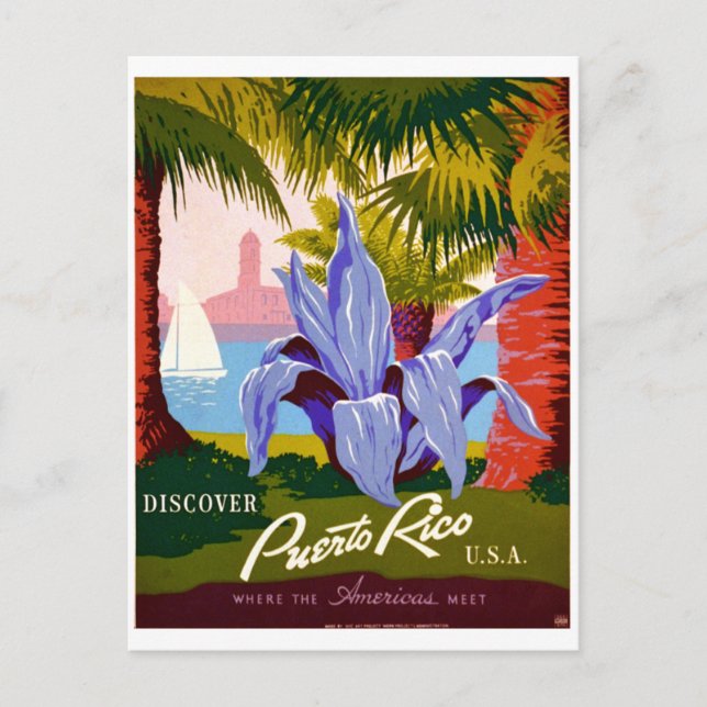 Cartão Postal Descubra a Viagem, a história de Porto Rico (Frente)