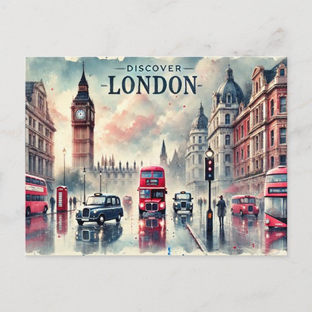 Cartão Postal "Descubra Londres" (Frente)