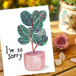 Cartão Postal Desculpe Condolências Calathea Prayer Plant Waterc<br><div class="desc">Vejam esta planta colorida de aquarela. Você pode manter o texto ou excluir e adicionar o seu próprio texto! Visite meu compro para mais!</div>