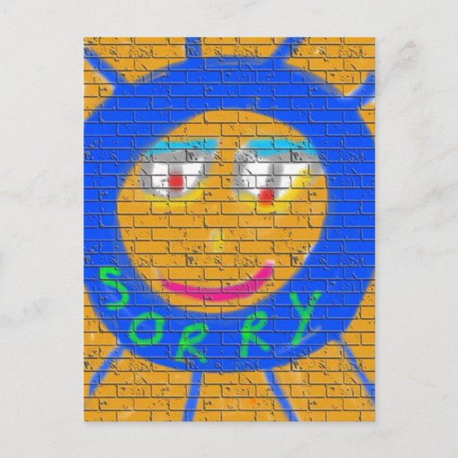 Cartão Postal Desculpe Grafite, Arte Triste Face, Tristeza, arre (Frente)