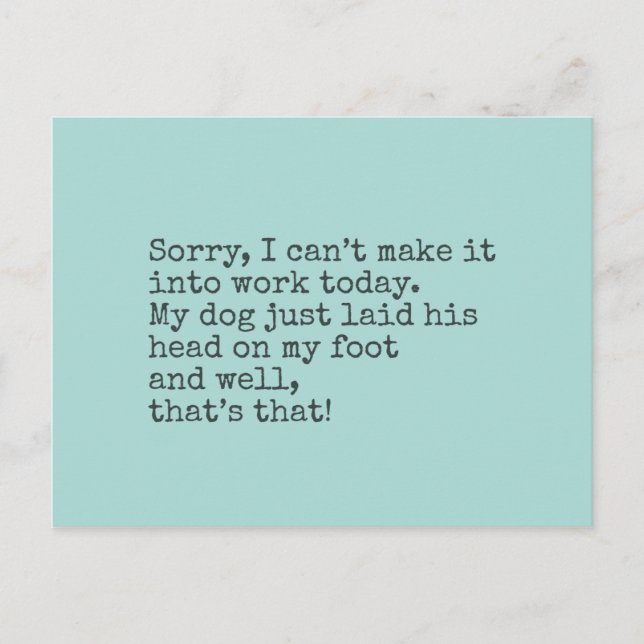 Cartão Postal Desculpe, não posso entrar hoje (Frente)