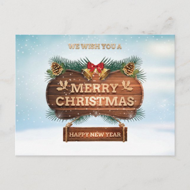 Cartão Postal Desejamos-lhe um feliz ano novo de natal feliz (Frente)