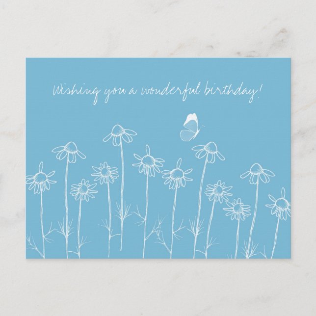 Cartão Postal Desejando um aniversário maravilhoso Borboletas (Frente)