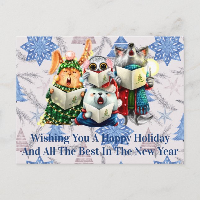 Cartão Postal Deseje-Lhe Um Feliz Natal E Um Feliz ano novo (Frente)