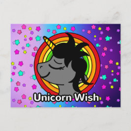 Cartão Postal Desejo de Unicórnio com Estrelas Elegantes de Arco