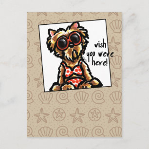 Cartão Postal Desejo do borracho da praia de Yorkie você aqui