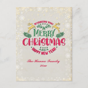 Cartão Postal Desejo-lhe um Feliz Natal e um Feliz ano novo